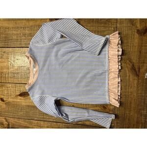 Ruffle Butts Girls Blue White  Long Sleeve swim pool shirt Pink Polka size 6